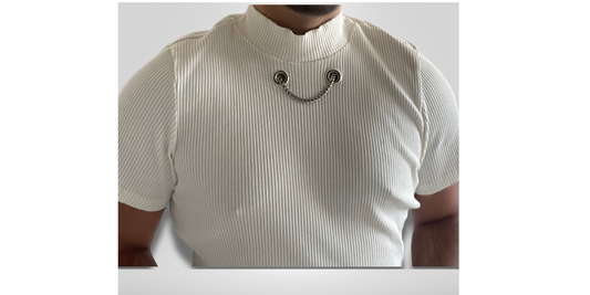 AMADO Necklace-Enhanced Short Sleeve Shirt