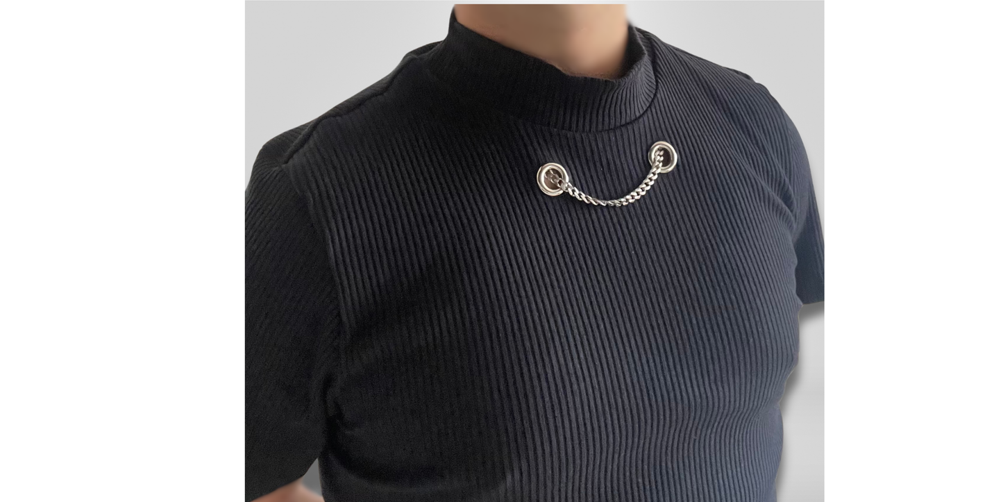 AMADO Necklace-Enhanced Short Sleeve Shirt